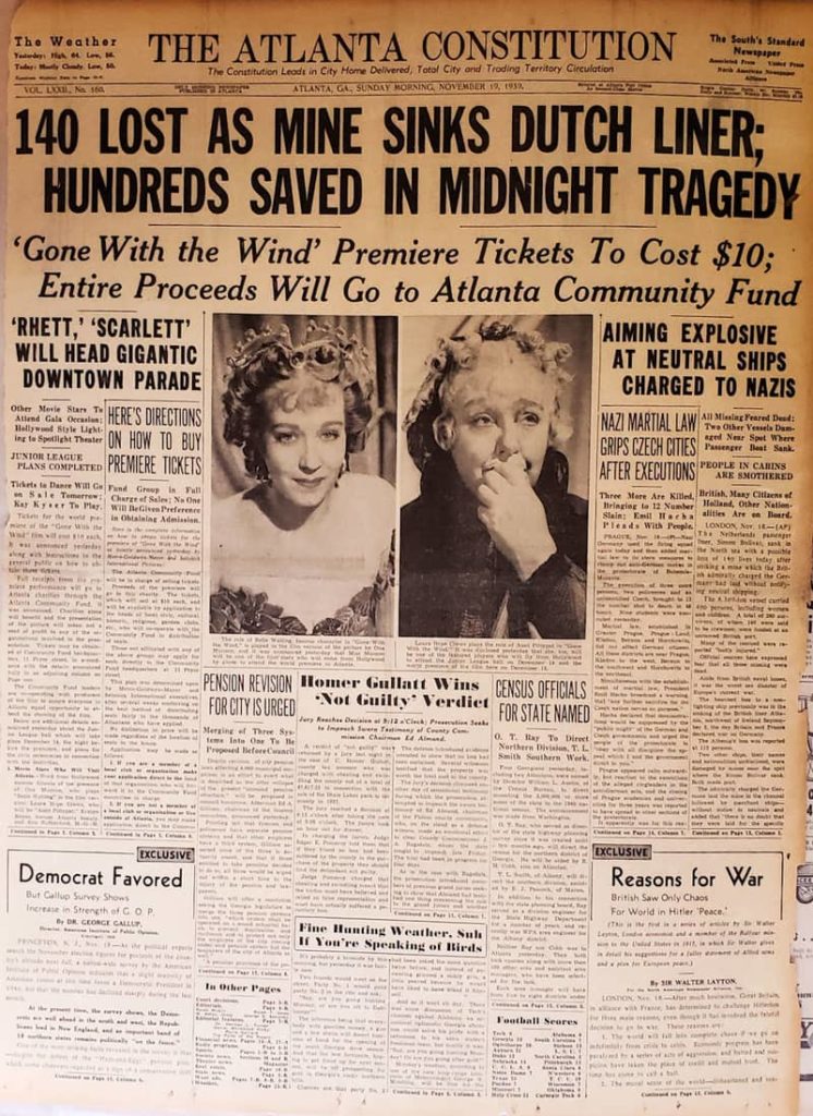 Atlanta Constitution and Atlanta Journal newspapers covered all the premiere details.
