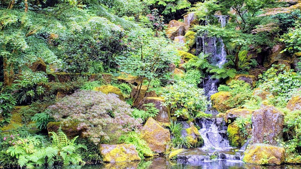 Hidden waterfall at Portland Japanese Garden