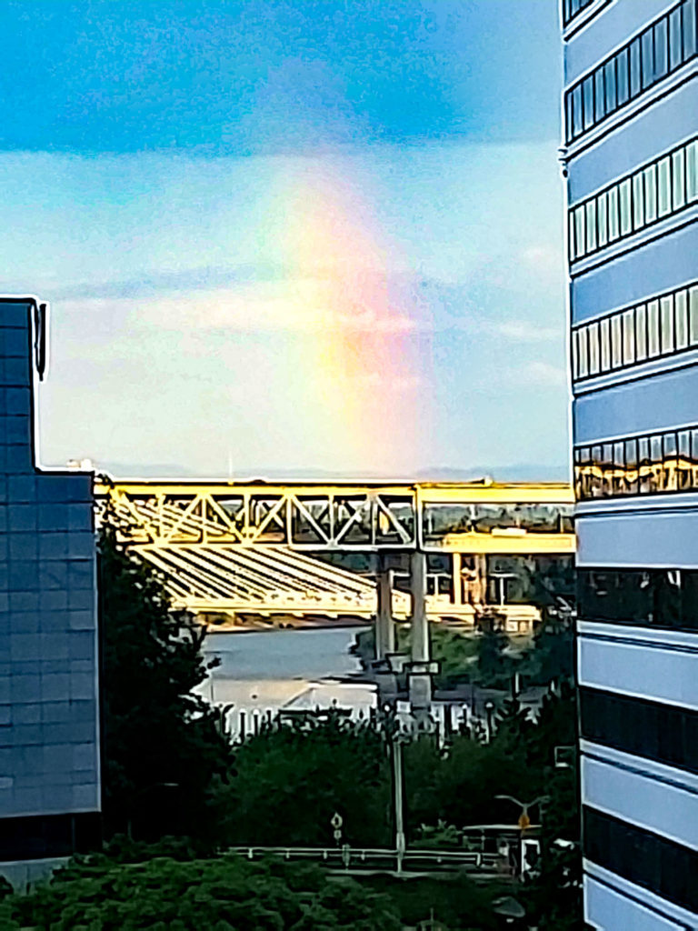 Rainbow over downtown Portland