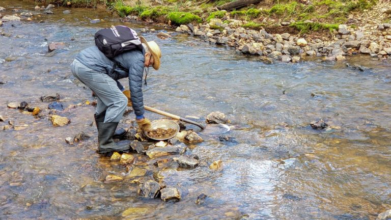 Man panning for gold in Georgia stream