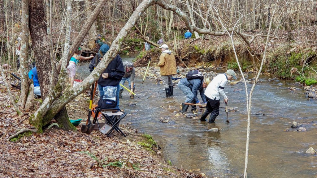 Gold hunters panning for gold in Georgia stream
