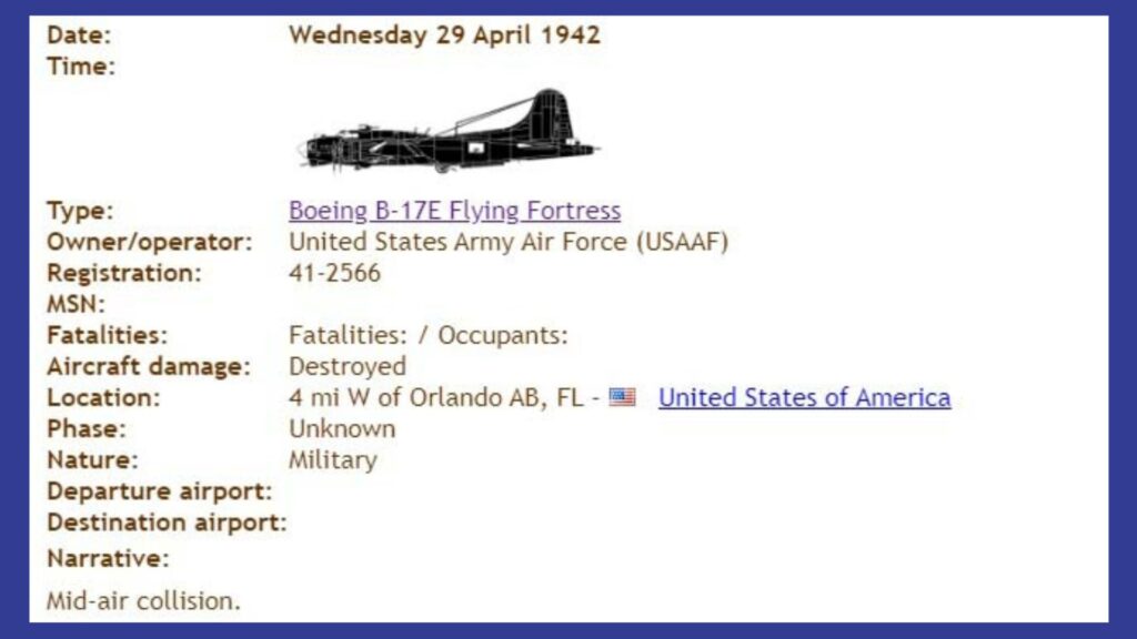 Information card on B-17, for our crash secrets article