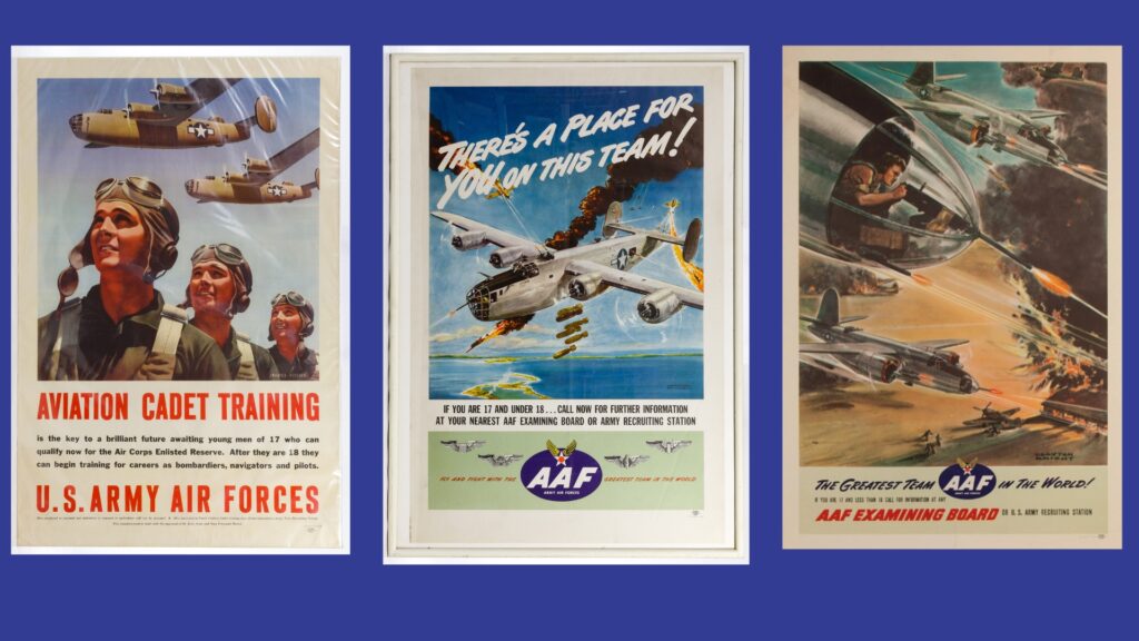 Recruiting posters for US Army fliers, used in Crash Secrets article